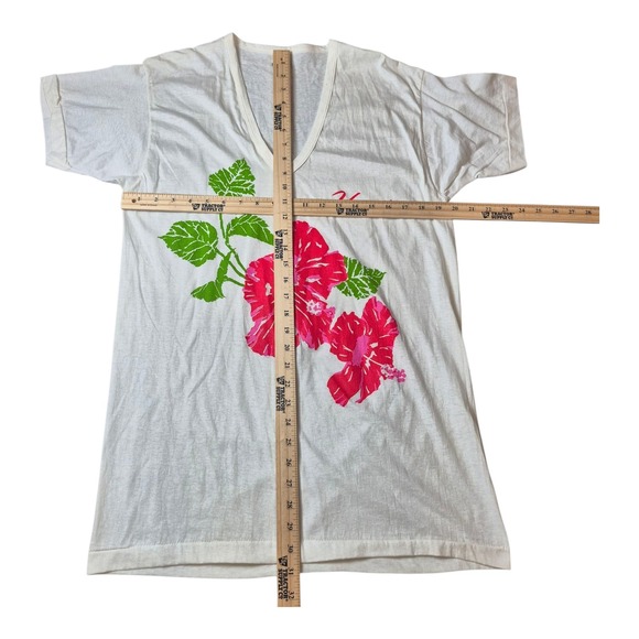 VTG Screen Stars Hawaii Tee Single‎ Stitch Made in USA Floral T-Shirt Women's XL - Picture 4 of 8